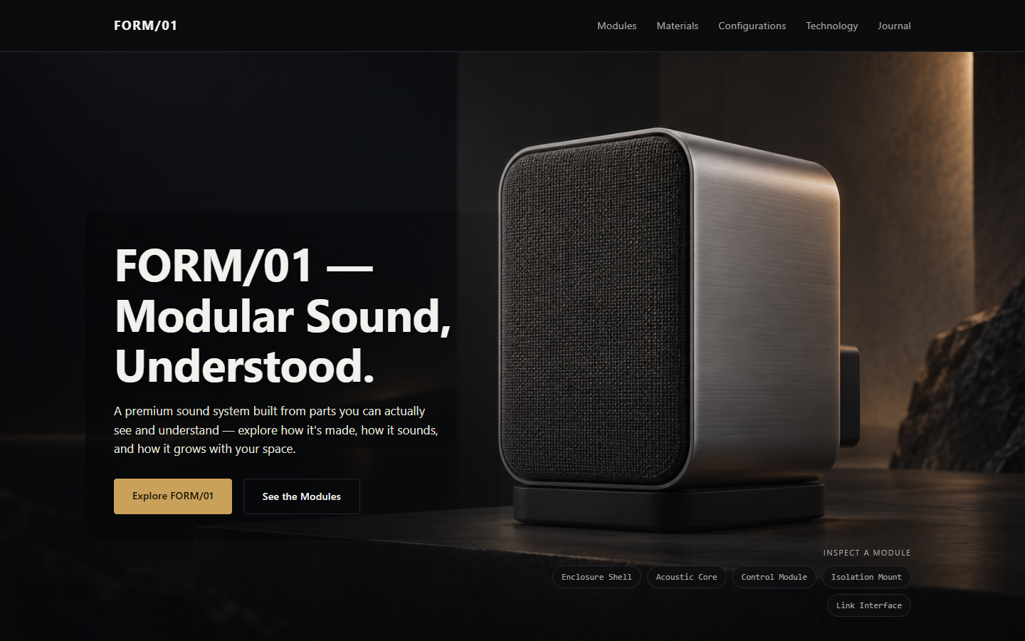 Desktop view of the FORM/01 website