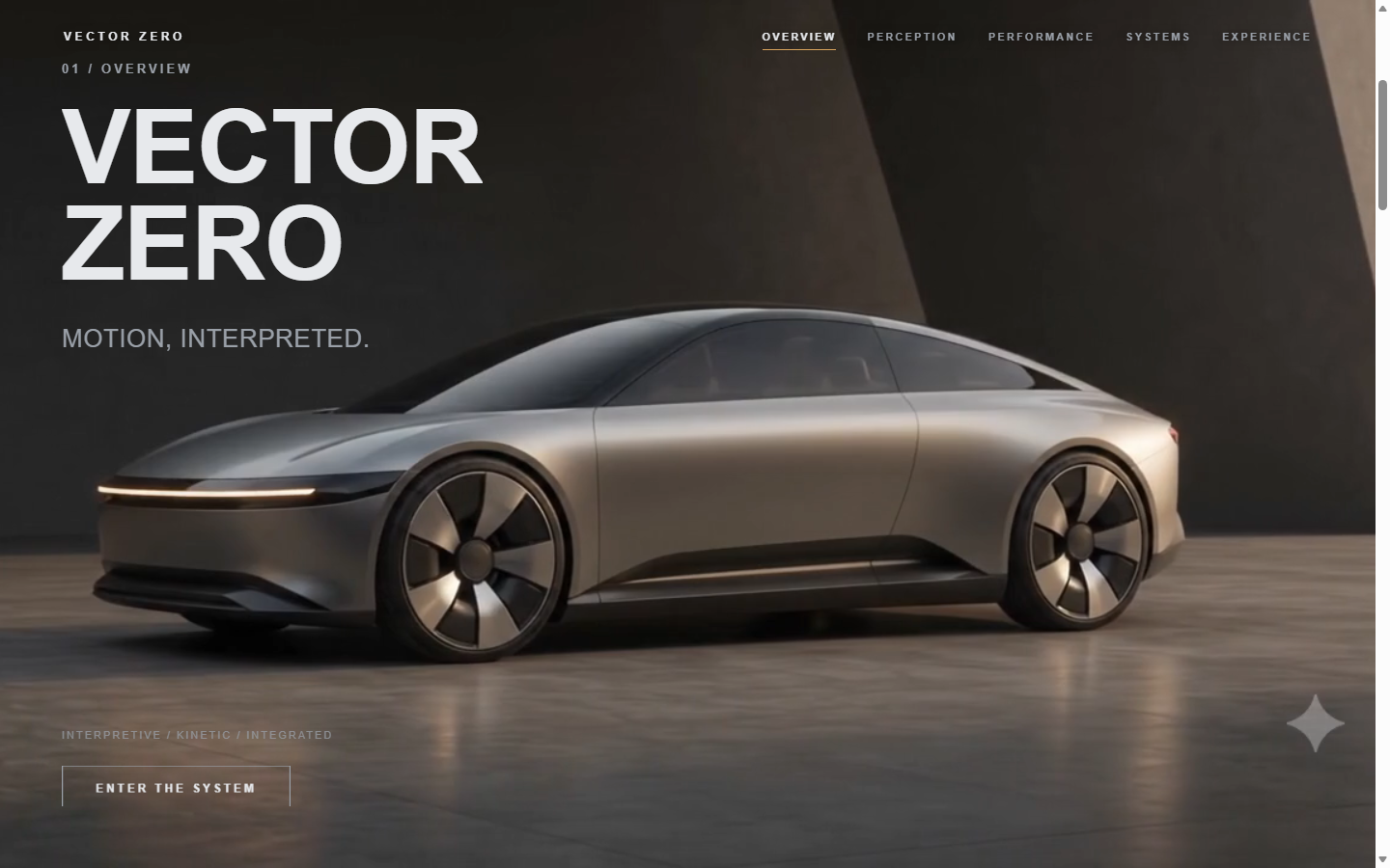 Desktop view of the Vector Zero website